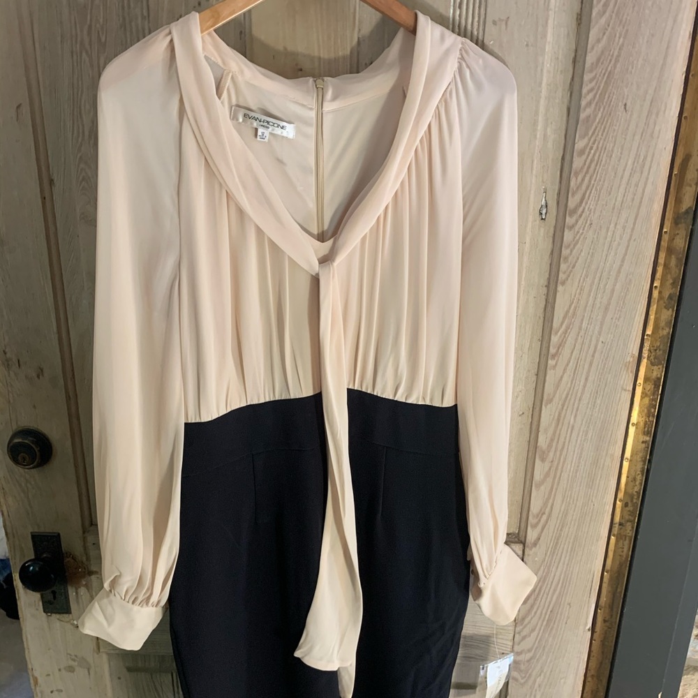 Sophisticated Evan Picone cream and black dress